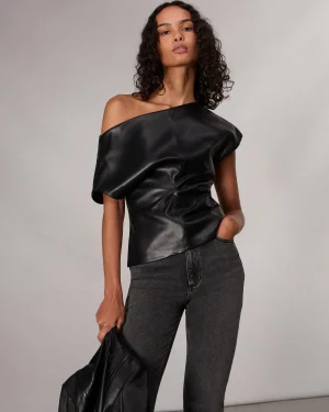 rag & bone Eleanor Faux Leather Top-Women Shirts & Tops