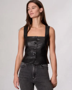 rag & bone Mariana Leather Vest-Women Shirts & Tops