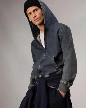 rag & bone rbSTRIDE Denim Zip Hoodie- Sweatshirts