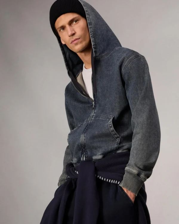 rag & bone rbSTRIDE Denim Zip Hoodie- Sweatshirts