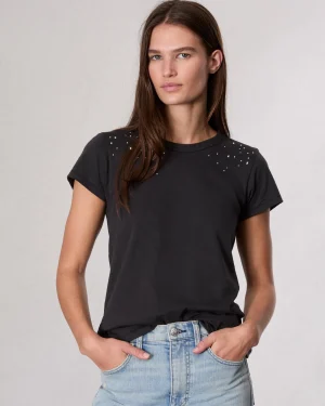 rag & bone Studded Cotton T-Shirt-Women T-Shirts