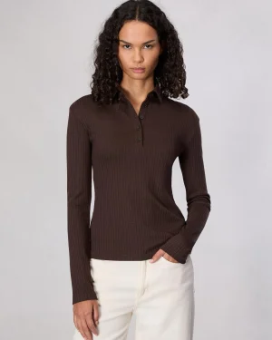 rag & bone The Knit Rib Polo Shirt-Women Shirts & Tops