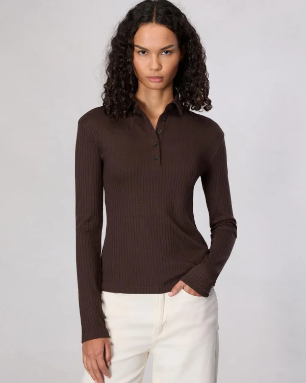 rag & bone The Knit Rib Polo Shirt-Women Shirts & Tops